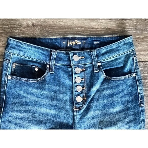 Indigo Rein Jeans Curvy Ankle Skinny  Juniors Size 27 Blue Button Fly High Waist - Picture 7 of 11